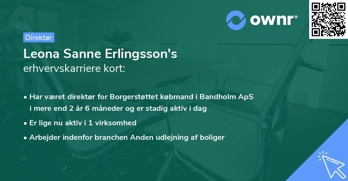 Leona Sanne Erlingsson's erhvervskarriere kort