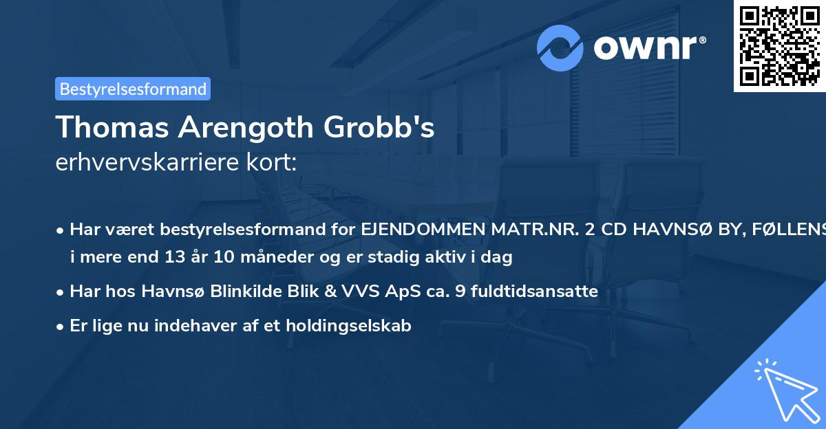 Thomas Arengoth Grobb's erhvervskarriere kort