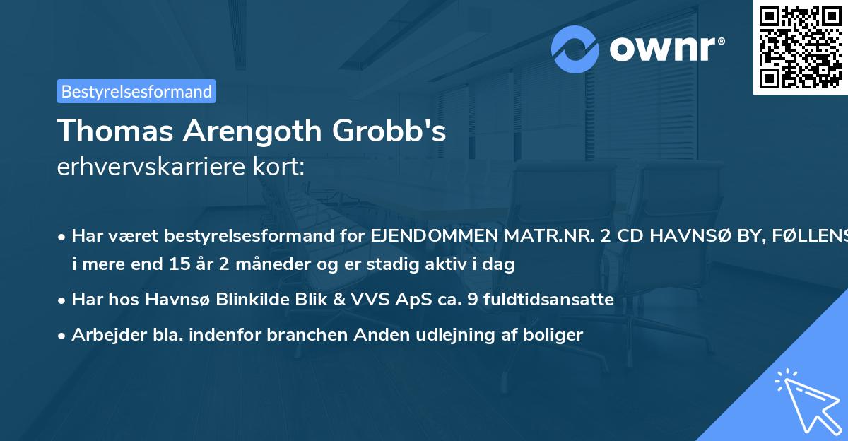 Thomas Arengoth Grobb's erhvervskarriere kort