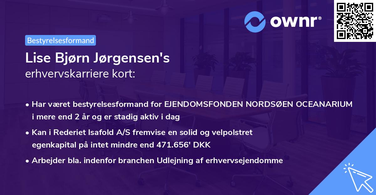 Lise Bjørn Jørgensen's erhvervskarriere kort