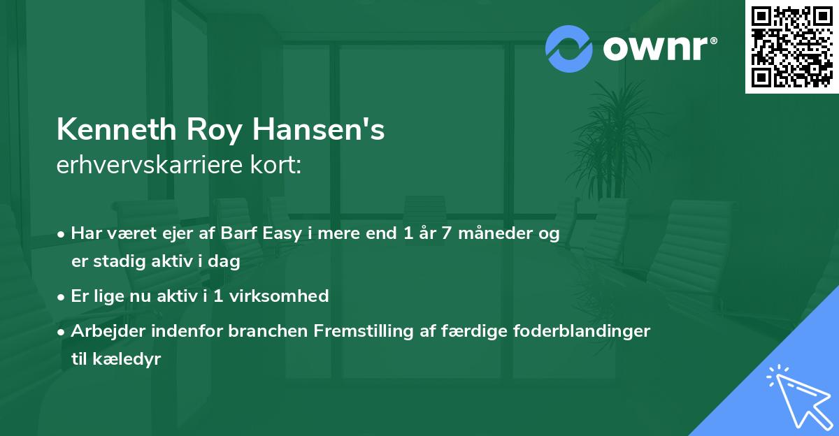 Kenneth Roy Hansen's erhvervskarriere kort