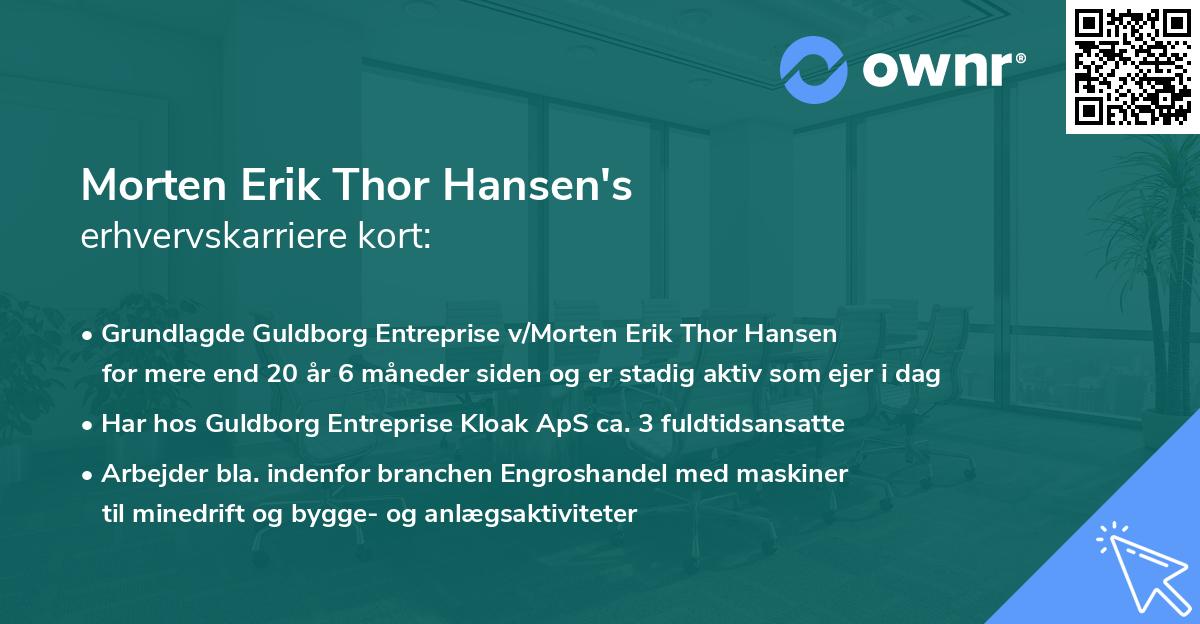 Morten Erik Thor Hansen's erhvervskarriere kort