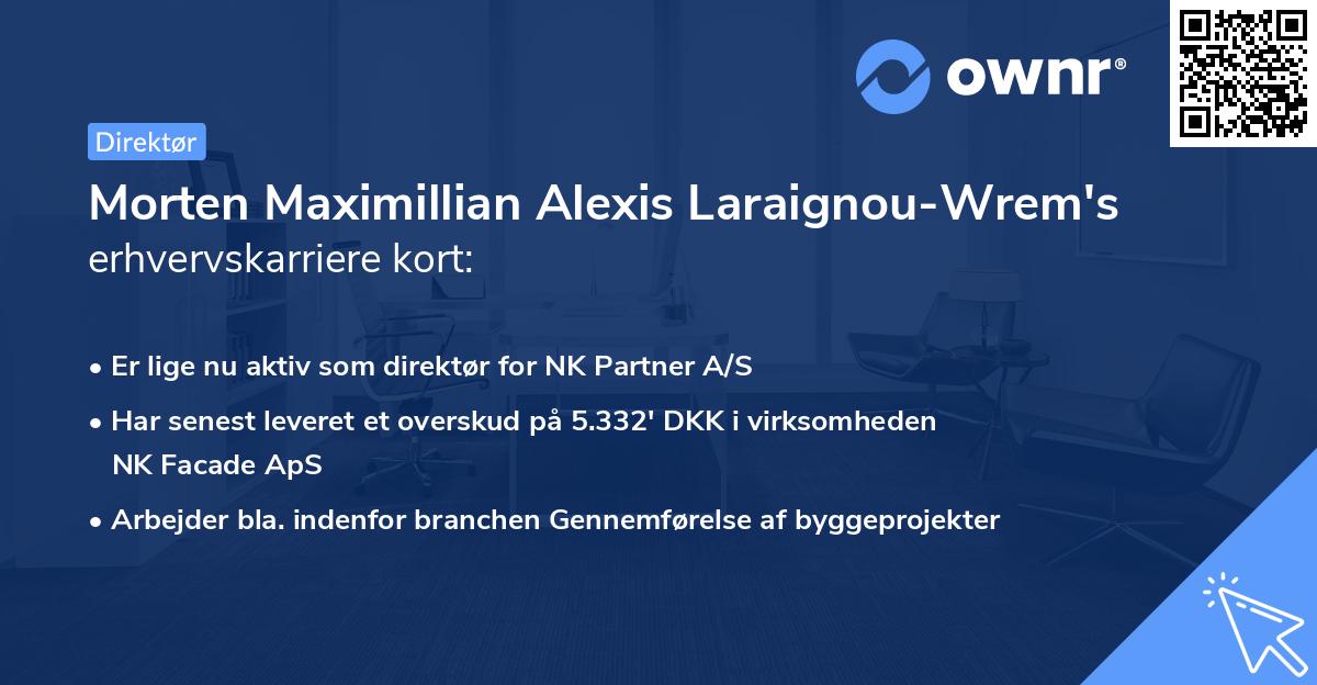 Morten Maximillian Alexis Laraignou-Wrem's erhvervskarriere kort
