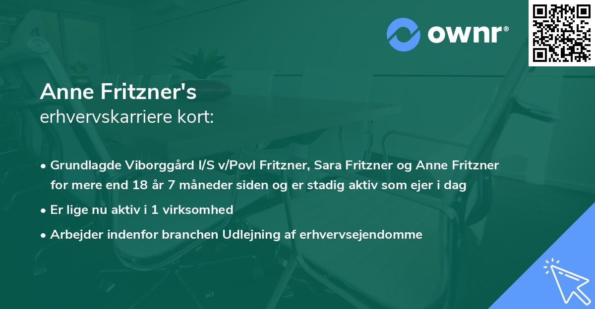 Anne Fritzner's erhvervskarriere kort