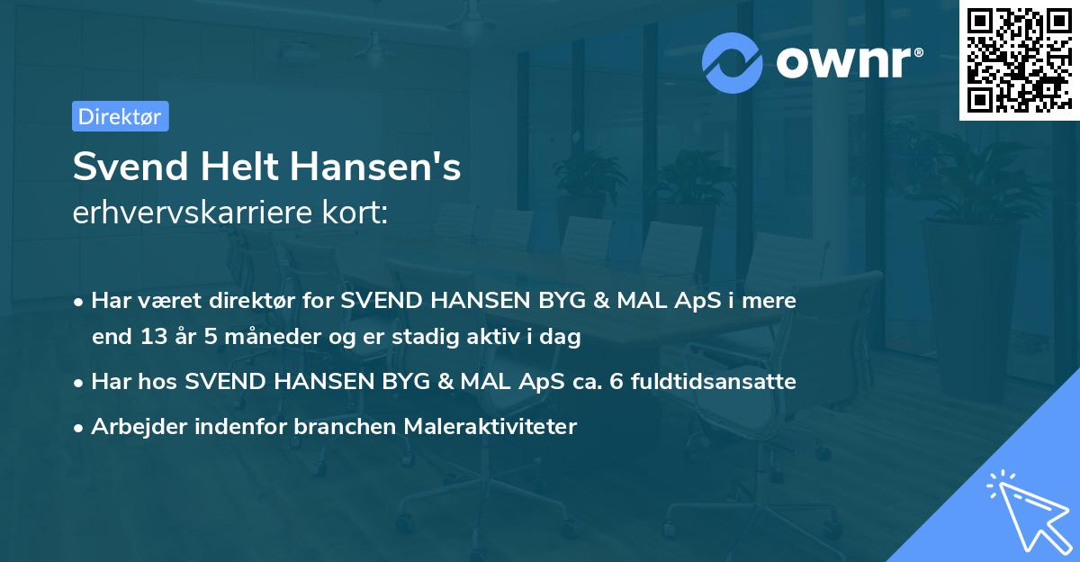 Svend Helt Hansen's erhvervskarriere kort