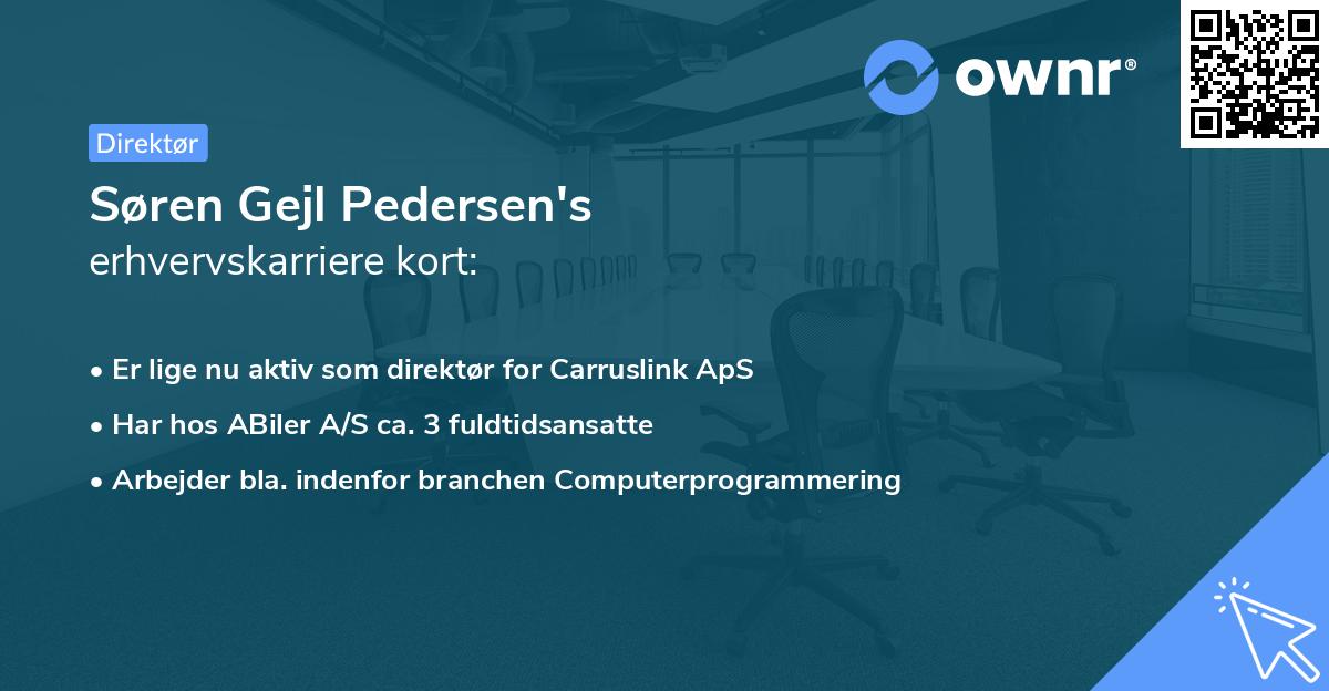 Søren Gejl Pedersen's erhvervskarriere kort