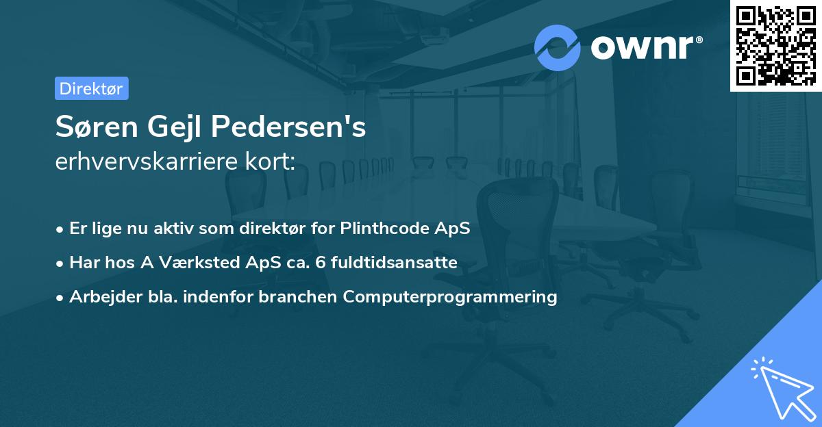 Søren Gejl Pedersen's erhvervskarriere kort