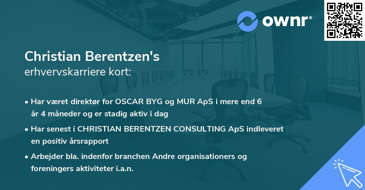 Christian Berentzen's erhvervskarriere kort