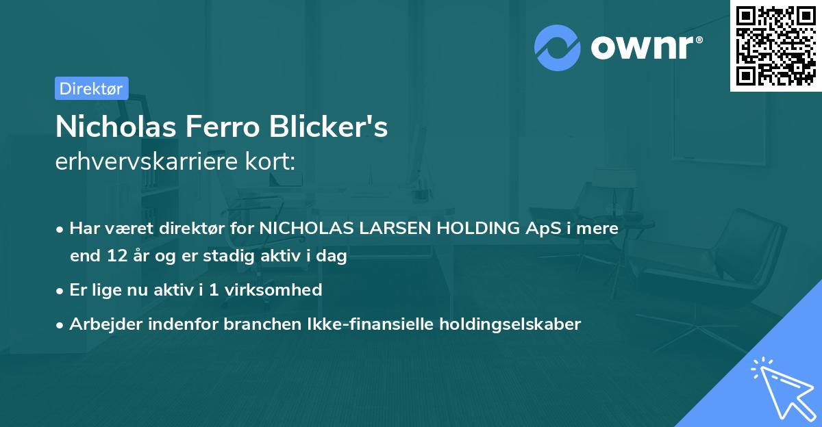 Nicholas Ferro Blicker's erhvervskarriere kort