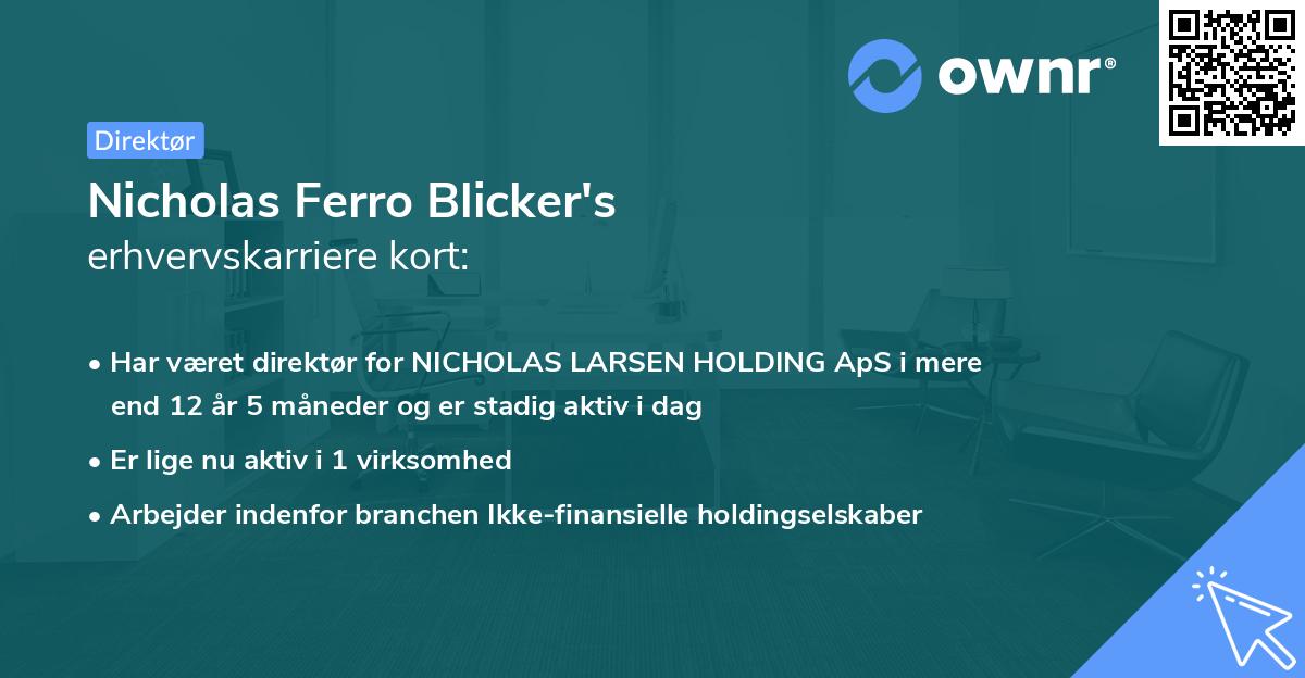 Nicholas Ferro Blicker's erhvervskarriere kort