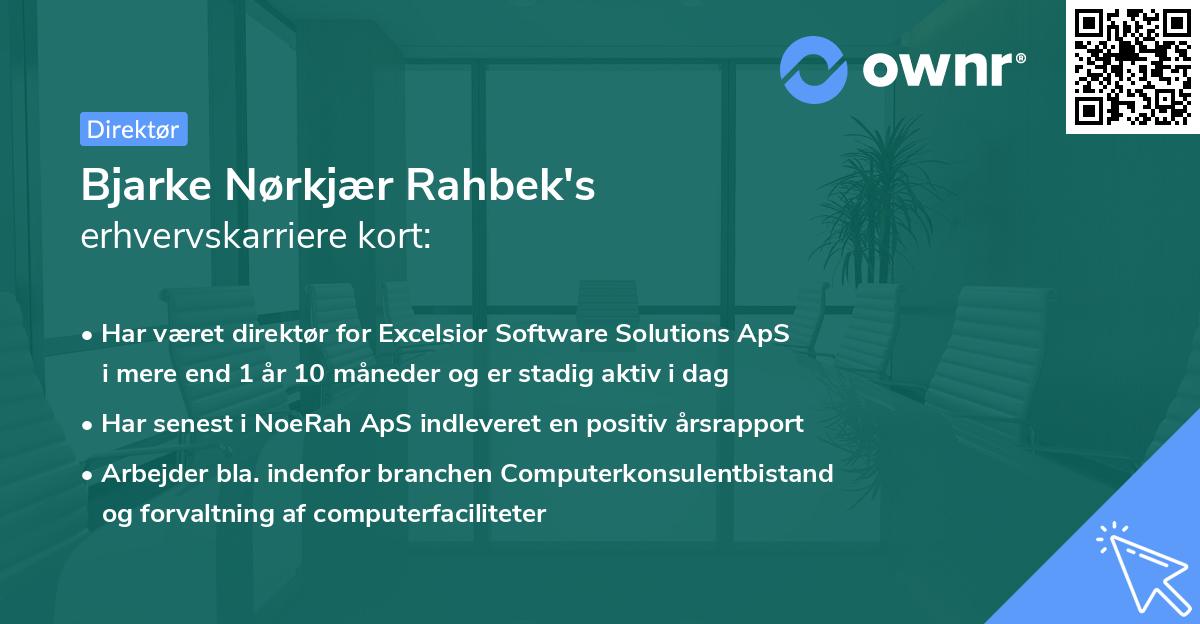 Bjarke Nørkjær Rahbek's erhvervskarriere kort