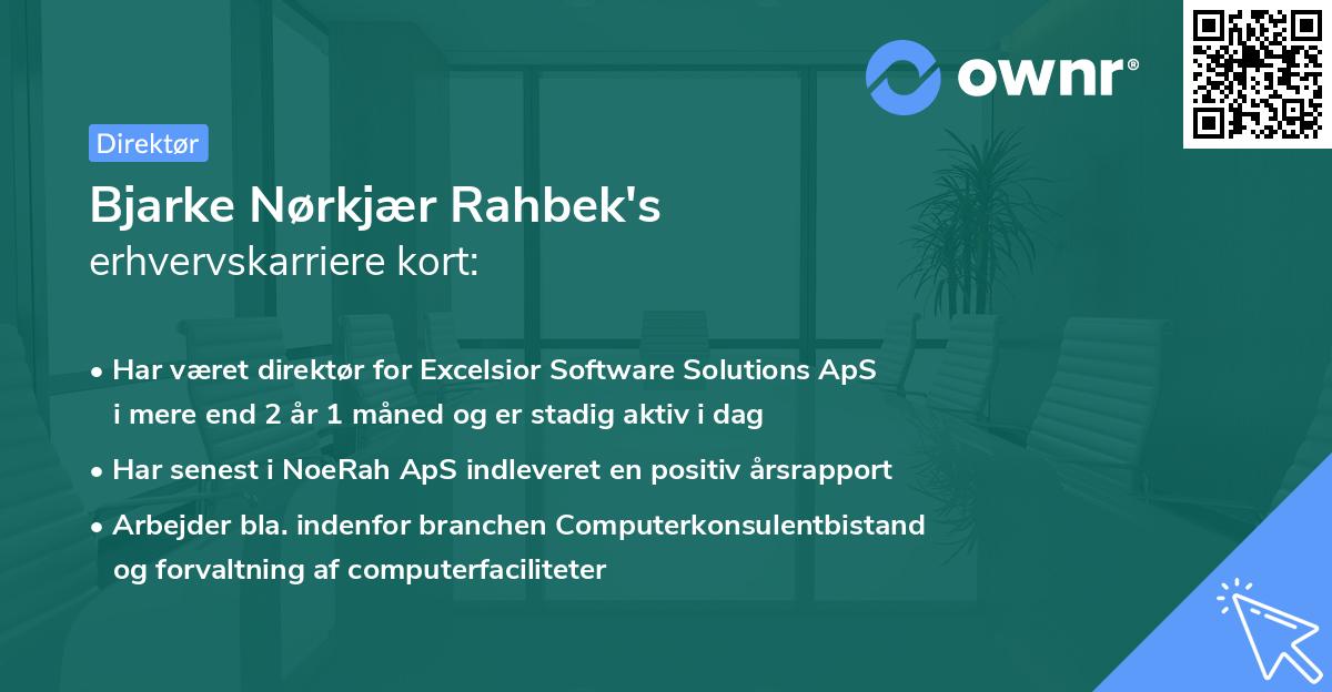 Bjarke Nørkjær Rahbek's erhvervskarriere kort