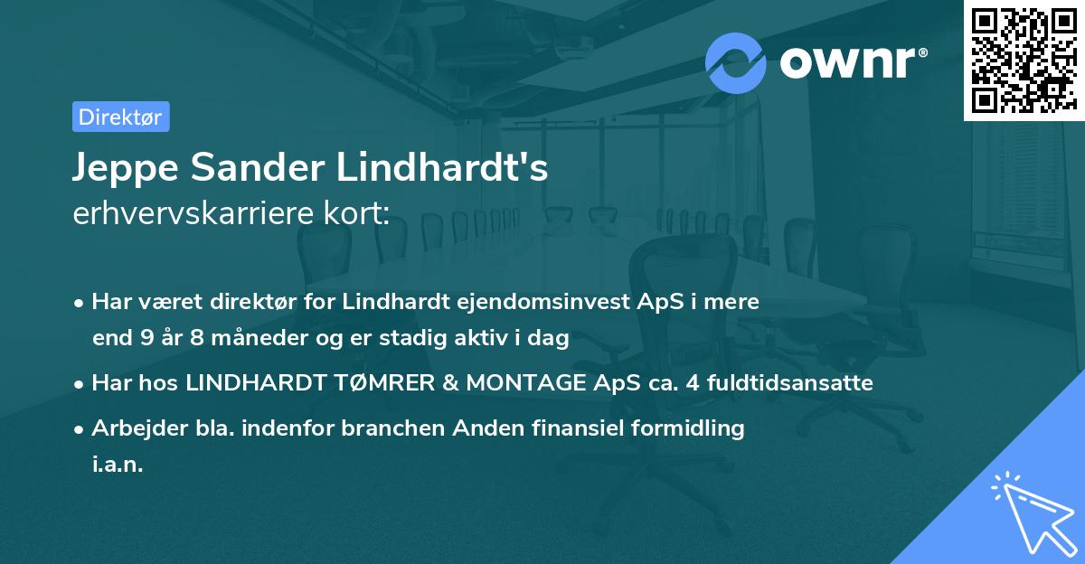 Jeppe Sander Lindhardt's erhvervskarriere kort