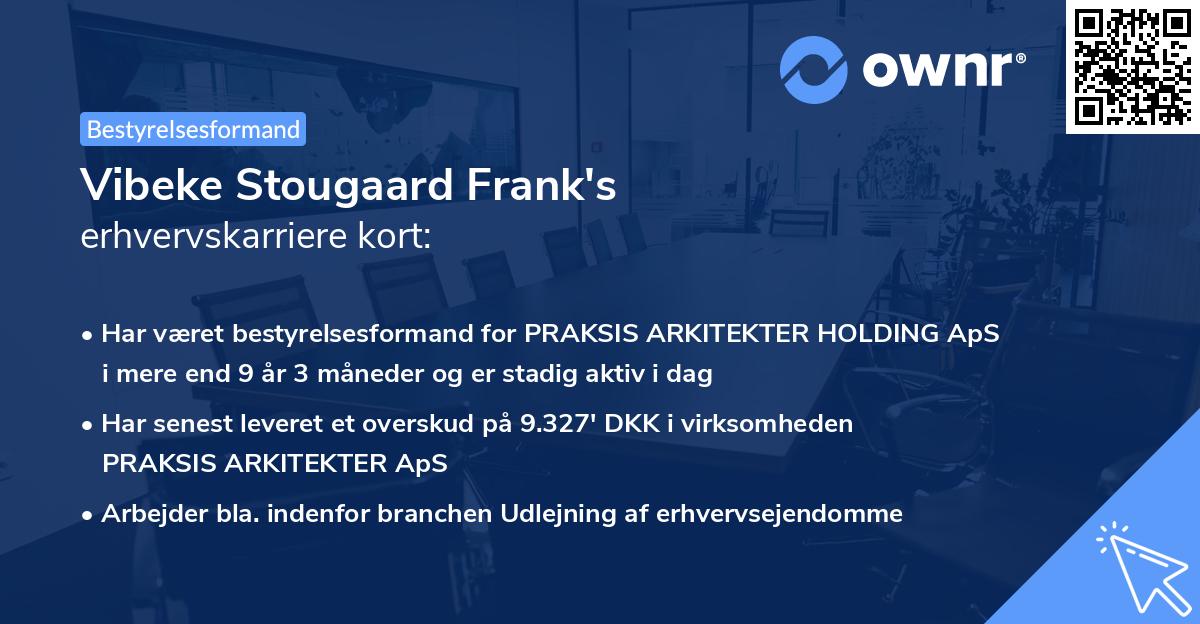 Vibeke Stougaard Frank's erhvervskarriere kort