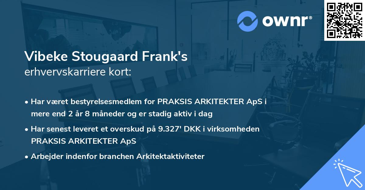 Vibeke Stougaard Frank's erhvervskarriere kort