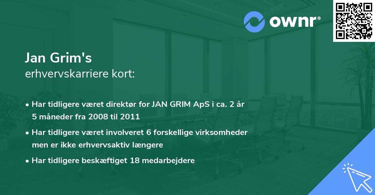 Jan Grim's erhvervskarriere kort