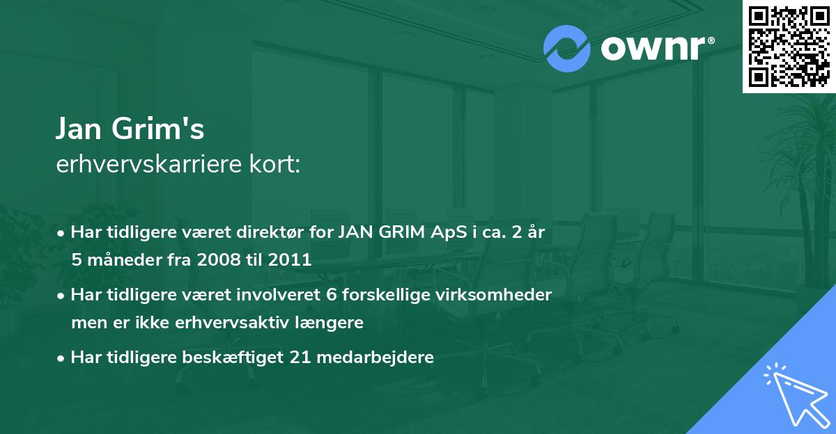 Jan Grim's erhvervskarriere kort
