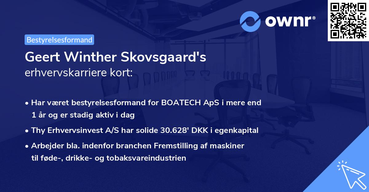 Geert Winther Skovsgaard's erhvervskarriere kort