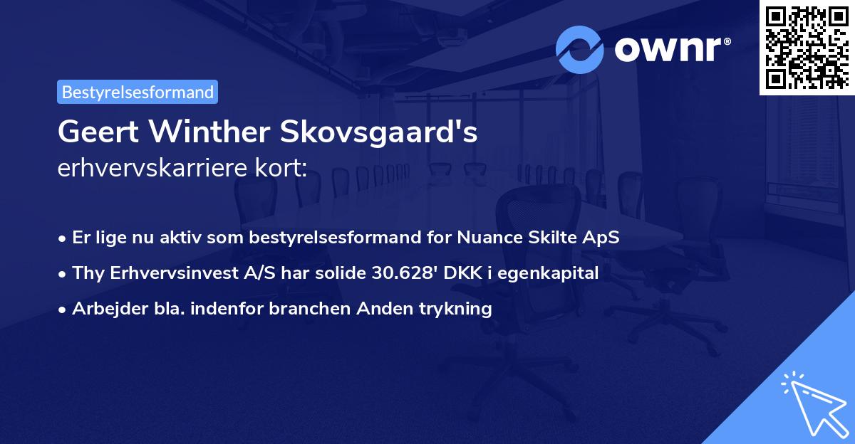 Geert Winther Skovsgaard's erhvervskarriere kort