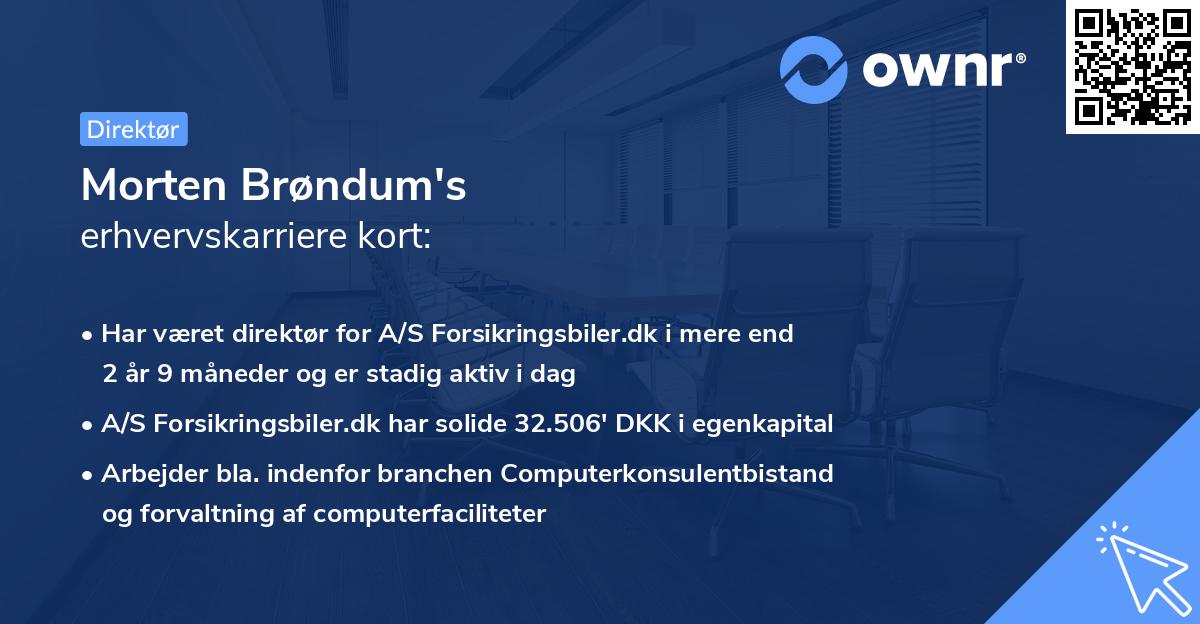 Morten Brøndum's erhvervskarriere kort