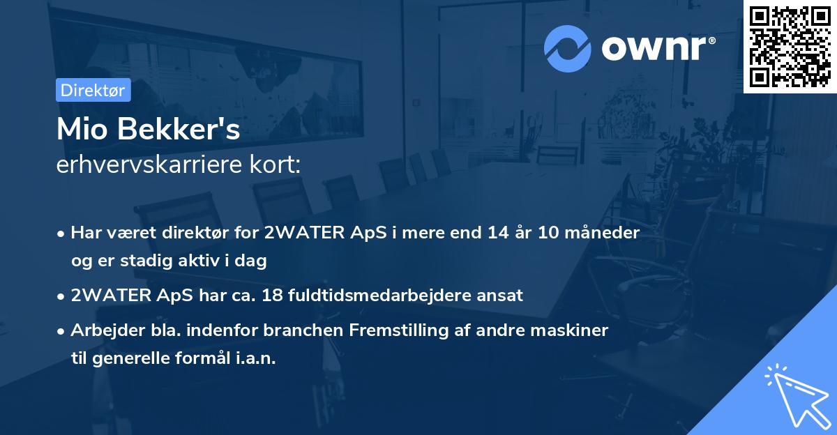 Mio Bekker's erhvervskarriere kort