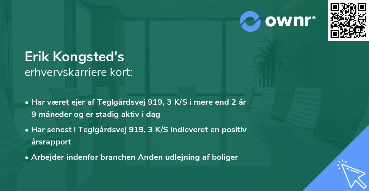 Erik Kongsted's erhvervskarriere kort