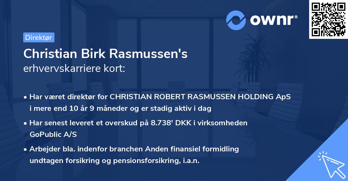 Christian Birk Rasmussen's erhvervskarriere kort