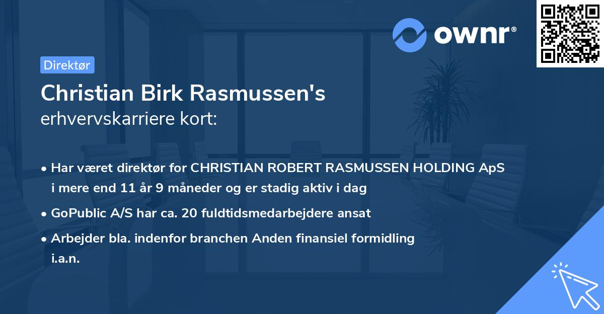 Christian Birk Rasmussen's erhvervskarriere kort