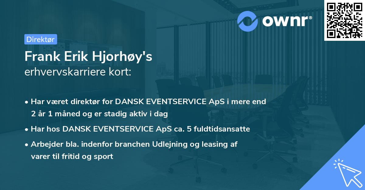 Frank Erik Hjorhøy's erhvervskarriere kort