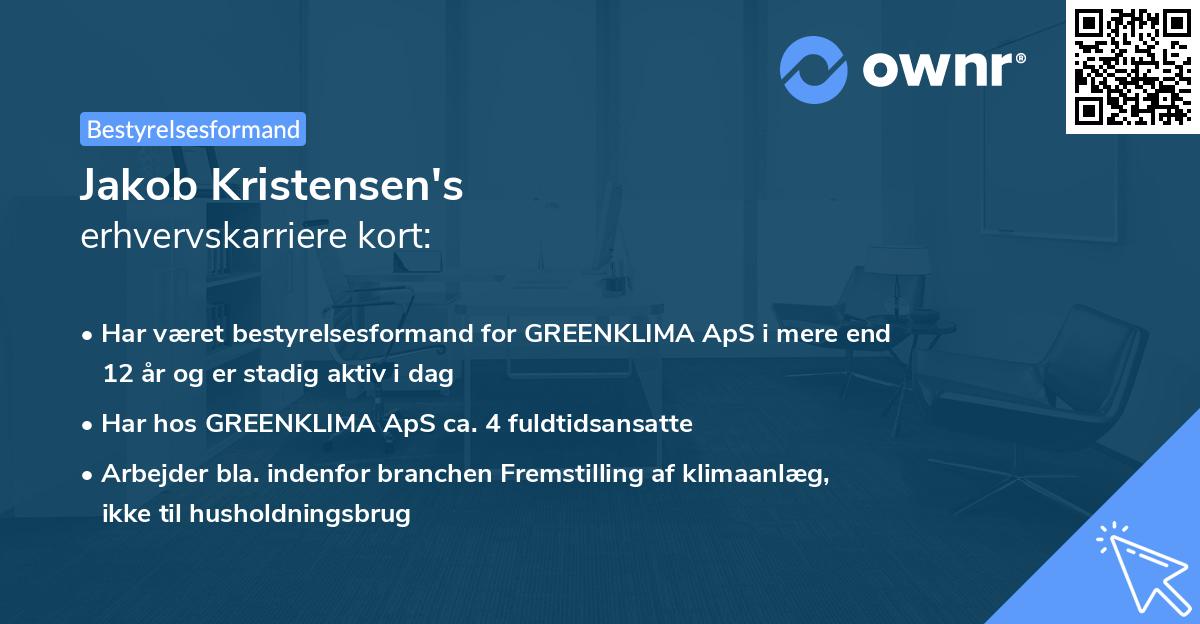 Jakob Kristensen's erhvervskarriere kort