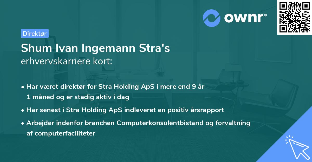Shum Ivan Ingemann Stra's erhvervskarriere kort