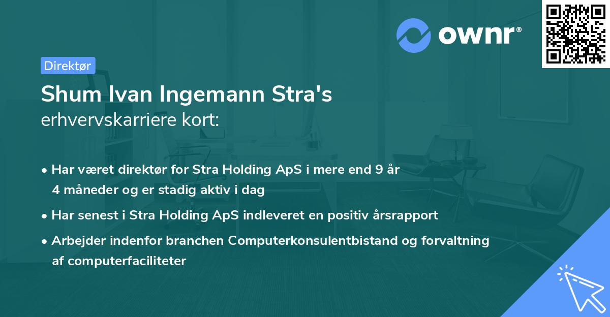 Shum Ivan Ingemann Stra's erhvervskarriere kort