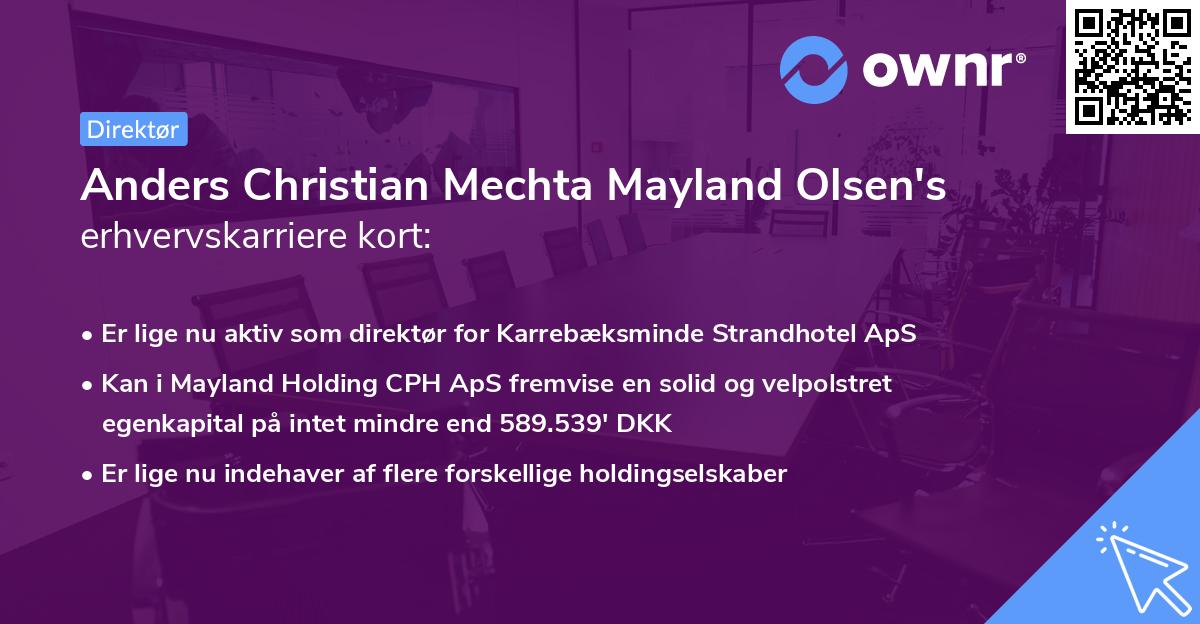 Anders Christian Mechta Mayland Olsen's erhvervskarriere kort