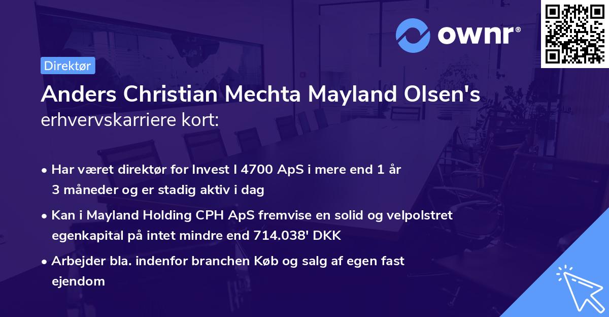 Anders Christian Mechta Mayland Olsen's erhvervskarriere kort