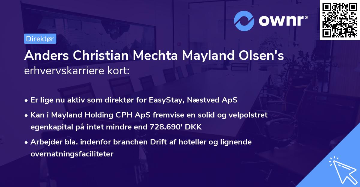 Anders Christian Mechta Mayland Olsen's erhvervskarriere kort