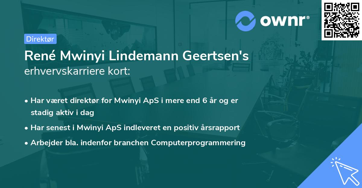 René Mwinyi Lindemann Geertsen's erhvervskarriere kort