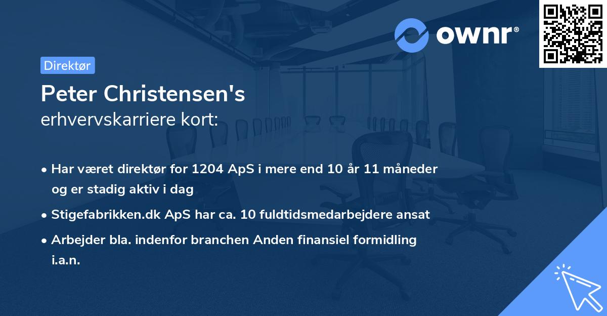 Peter Christensen's erhvervskarriere kort