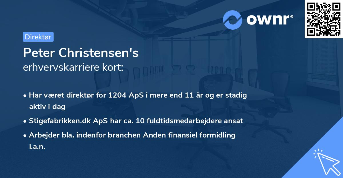 Peter Christensen's erhvervskarriere kort