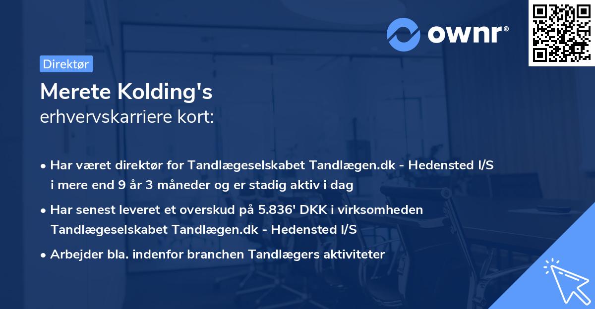 Merete Kolding's erhvervskarriere kort