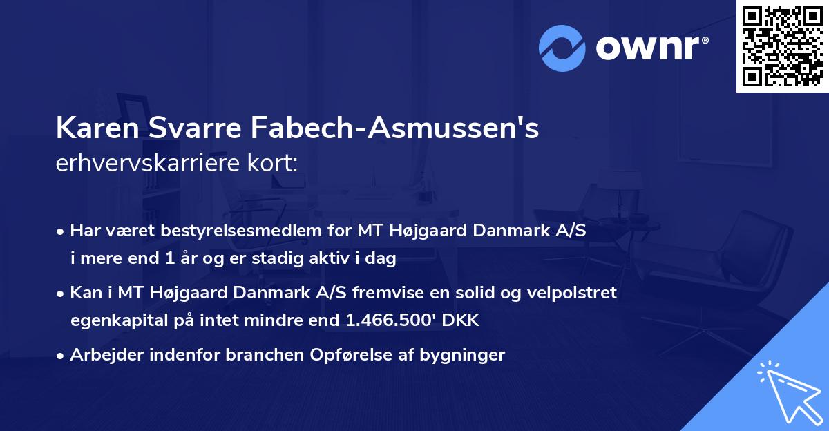 Karen Svarre Fabech-Asmussen's erhvervskarriere kort