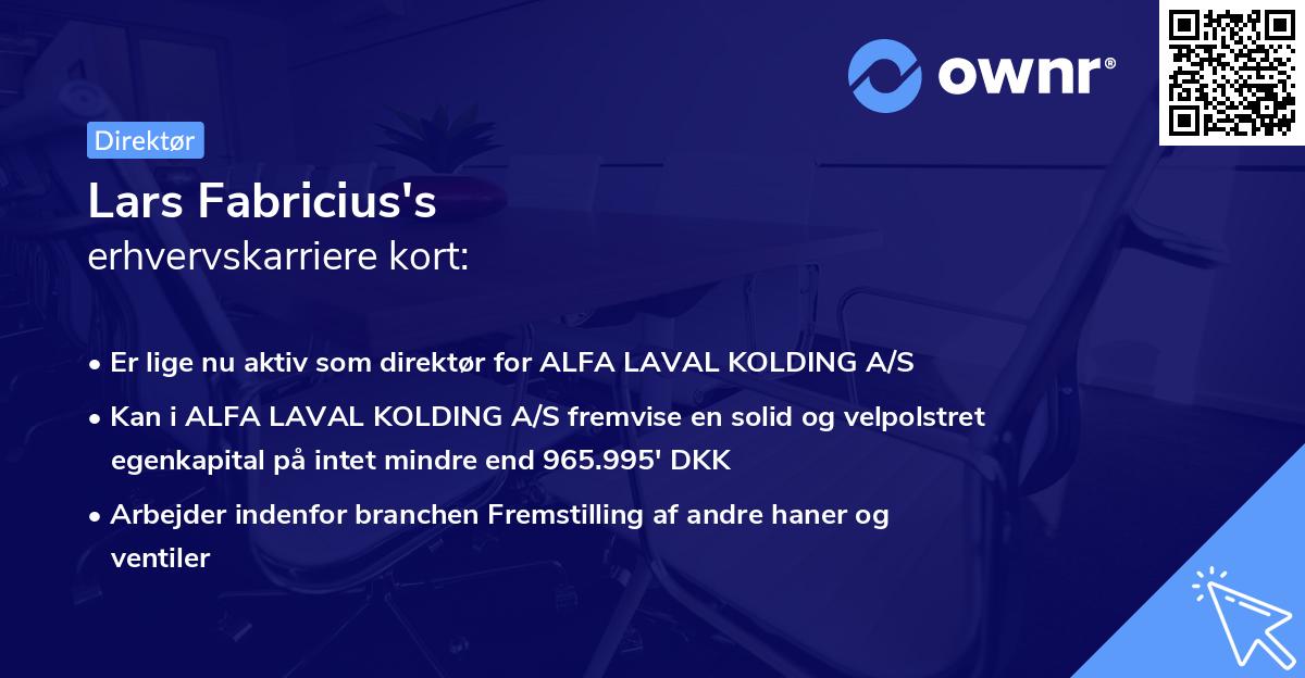 Lars Fabricius's erhvervskarriere kort