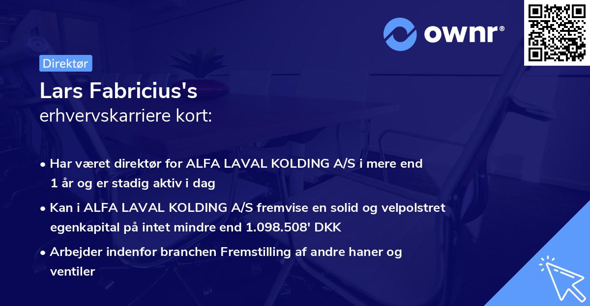 Lars Fabricius's erhvervskarriere kort