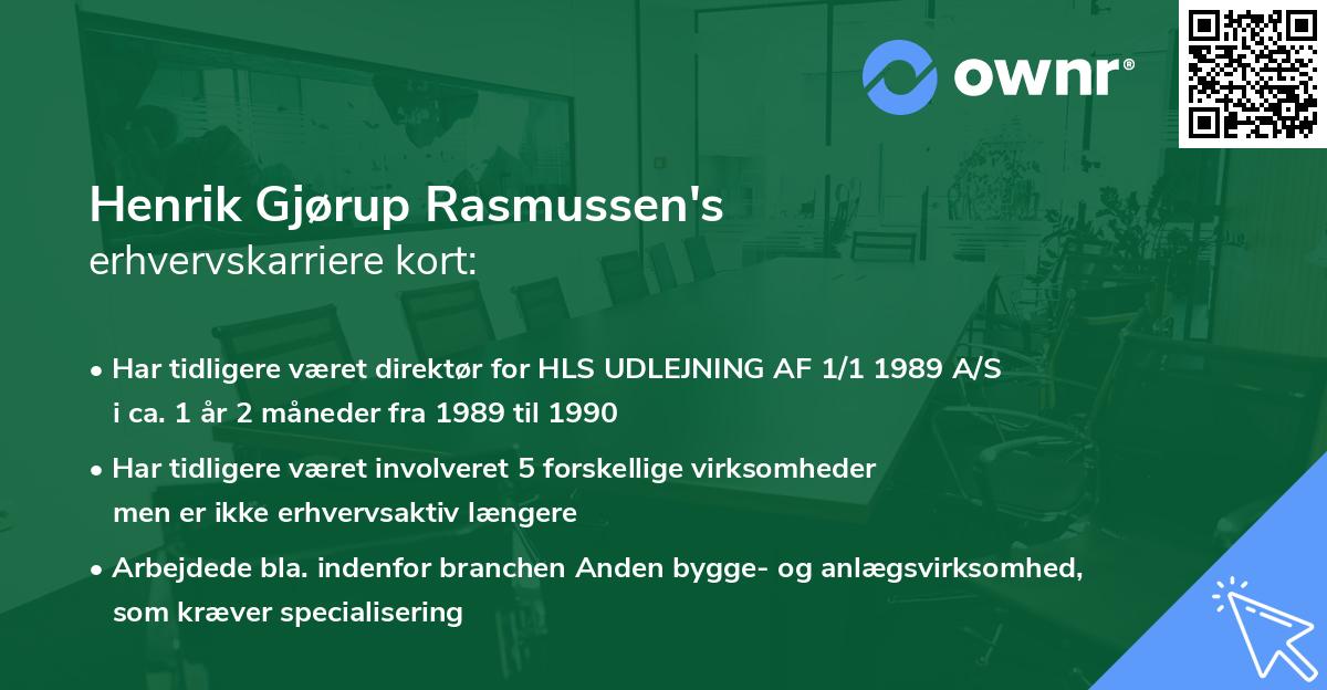 Henrik Gjørup Rasmussen's erhvervskarriere kort