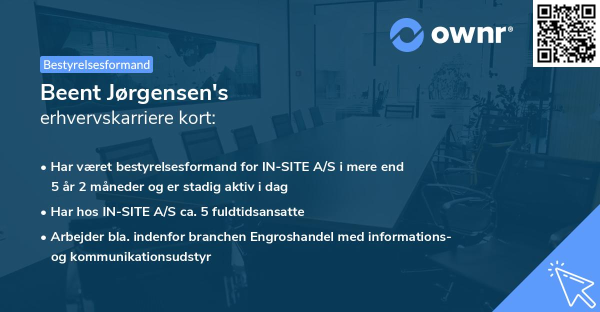 Beent Jørgensen's erhvervskarriere kort