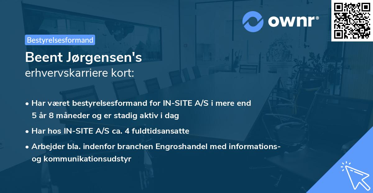 Beent Jørgensen's erhvervskarriere kort