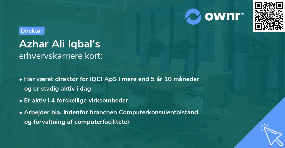 Azhar Ali Iqbal's erhvervskarriere kort