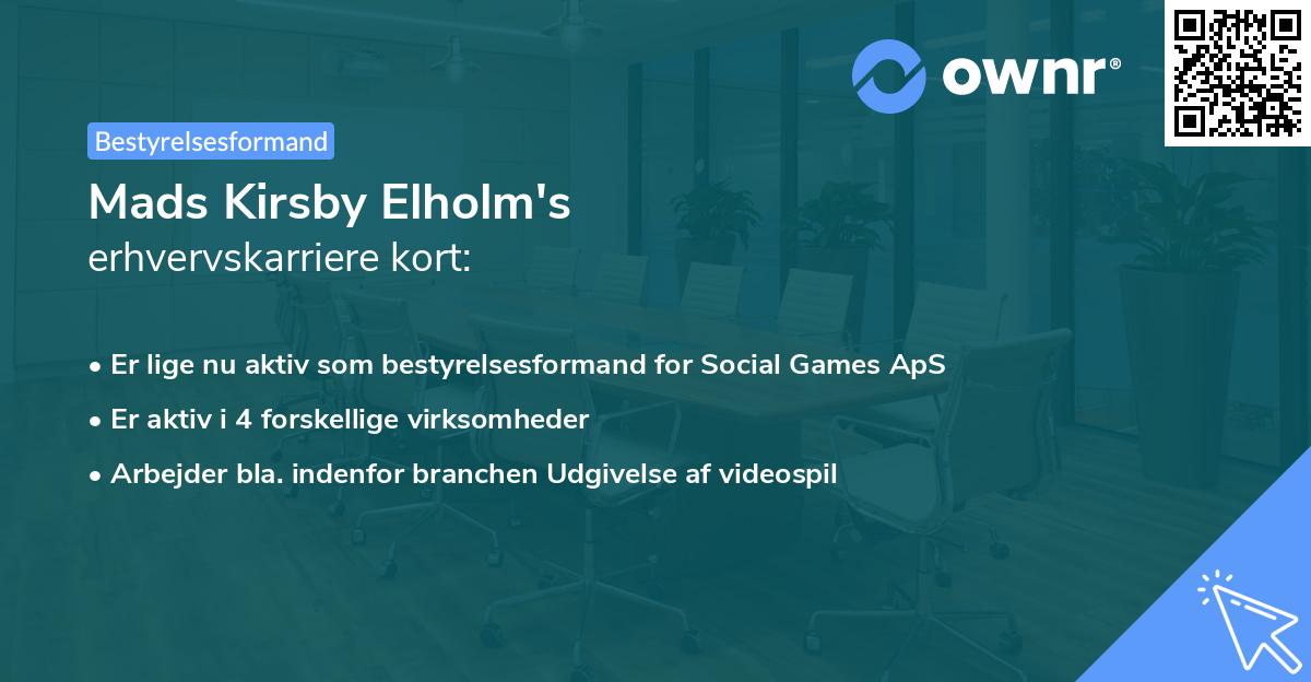 Mads Kirsby Elholm's erhvervskarriere kort