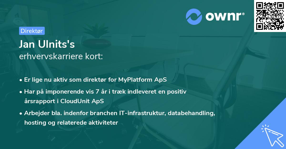 Jan Ulnits's erhvervskarriere kort