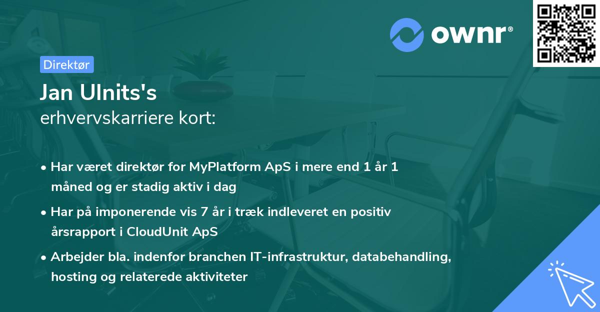 Jan Ulnits's erhvervskarriere kort