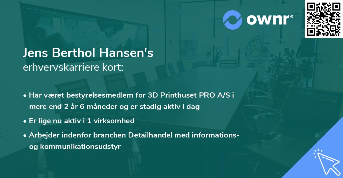 Jens Berthol Hansen's erhvervskarriere kort